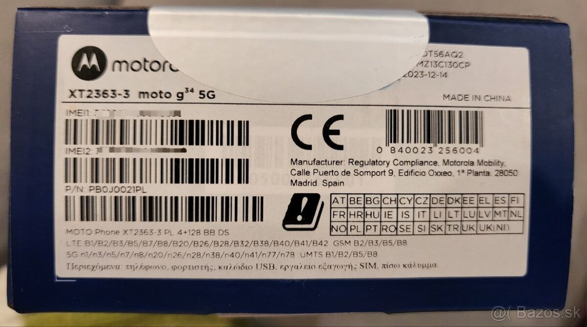 Predám nový, nerozbalený mobilný telefón Motorola G34 - 4