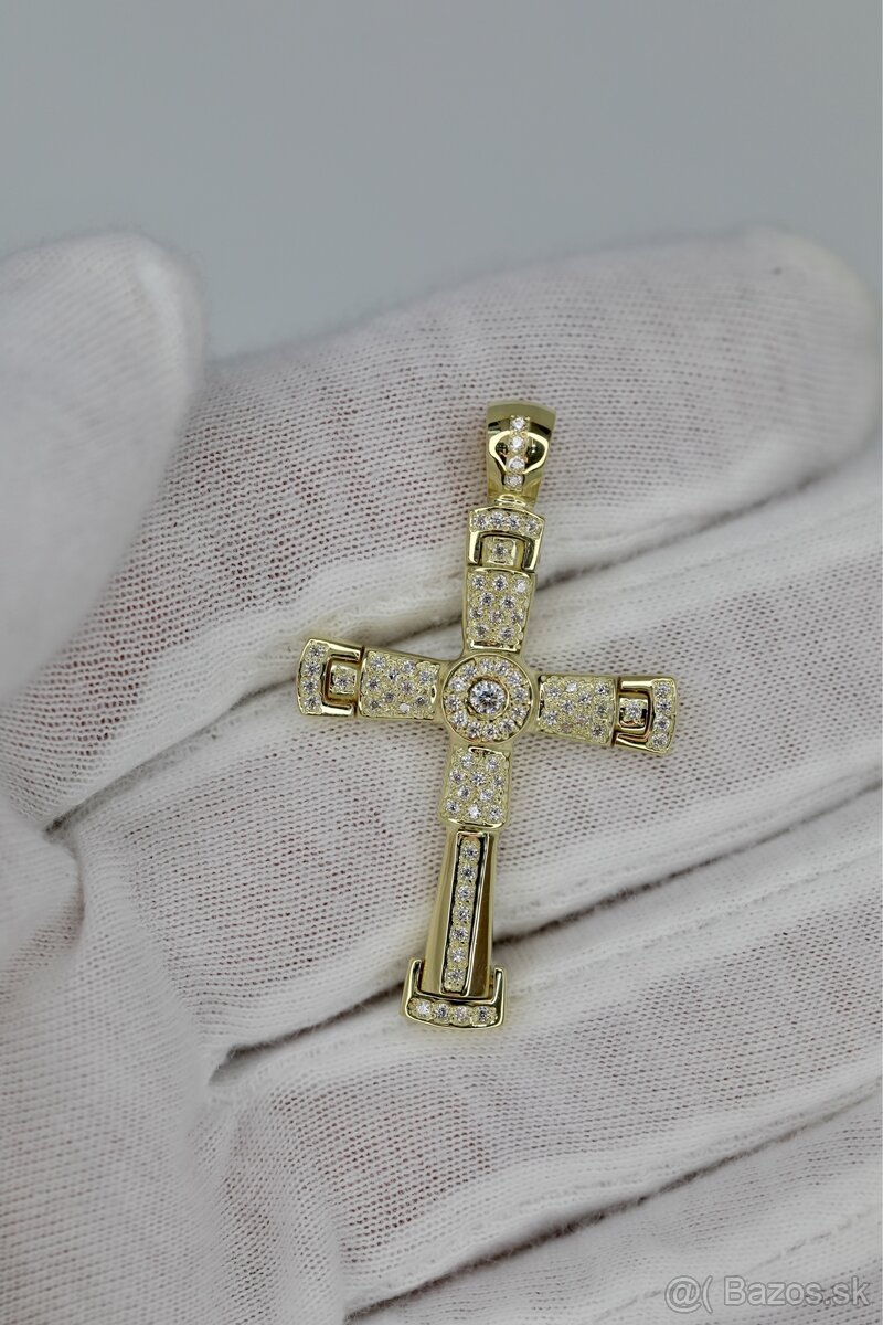 Zlatý prívesok krížik 585/14K zlato. Vaha:8,14g. - 4