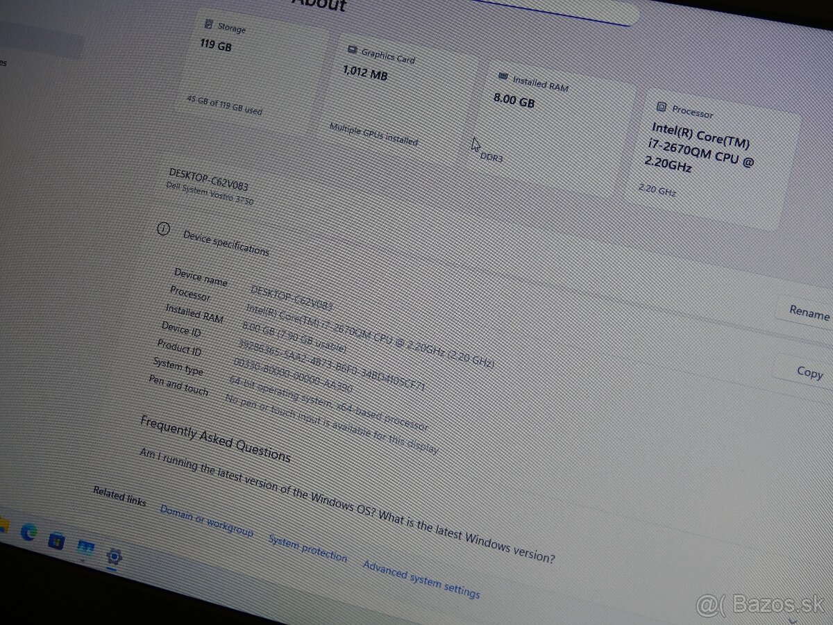 extra velky notebook Dell Vostro 3750 17", Win 11, i7, SSD - 4