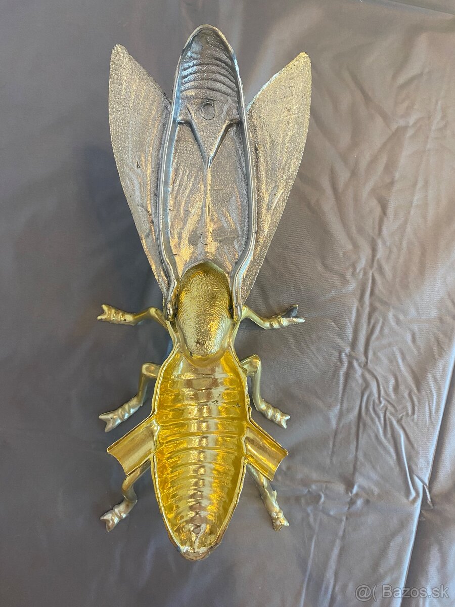 Retro kovový popolník mucha - 4