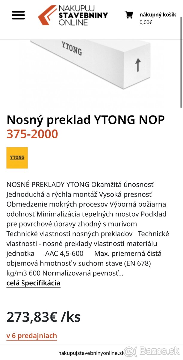 predam 2x Ytong preklad 2m - 4