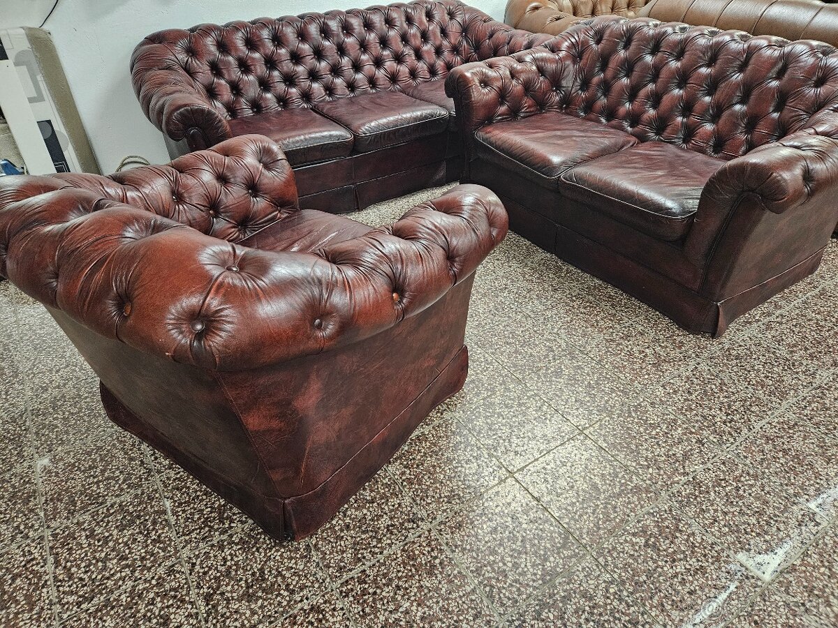 CHESTERFIELD ŠTÝL,SEDAČKA KOŽENÁ,VIANOČNÁ ZĽAVA - 4