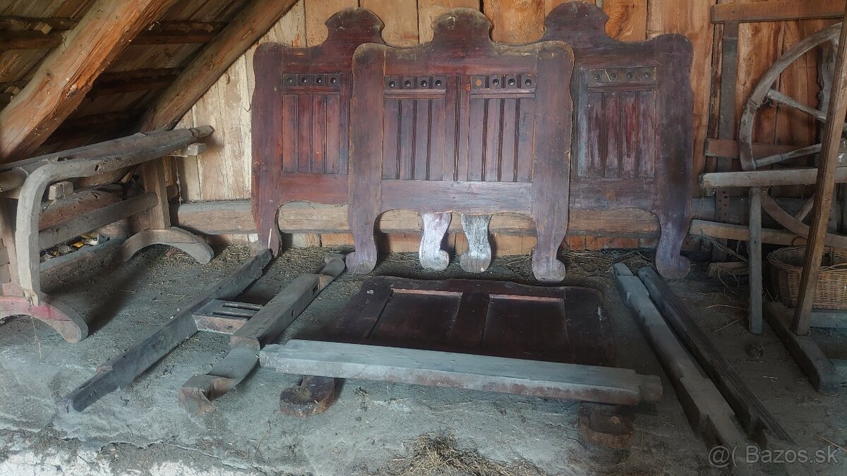 Tkáčsky stroj , Motovidlo,Kolovrátok, Drevený ponk - 4