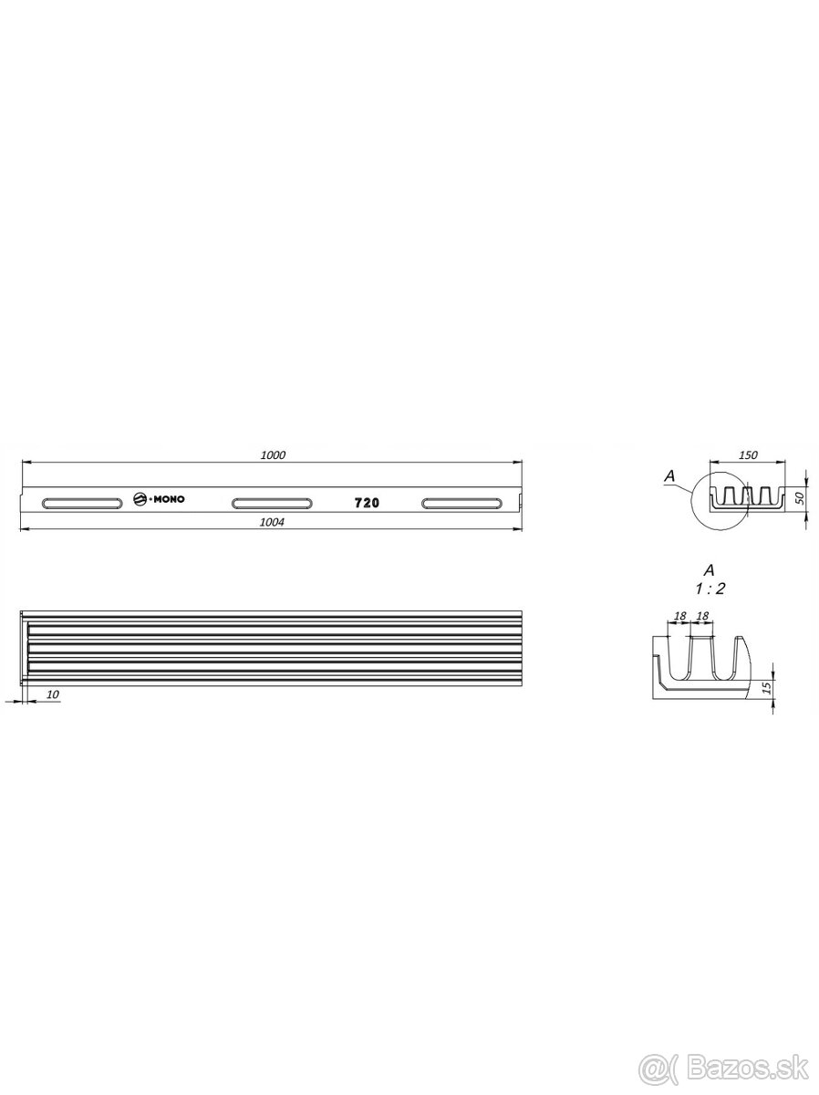 Žlab hrebeňový žľab 15 cm SIVÝ C2 - 4