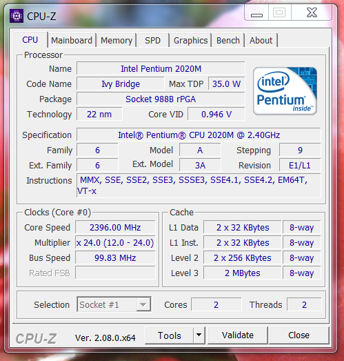 »»» Procesor do notebooku Intel Pentium 2020m ««« - 4