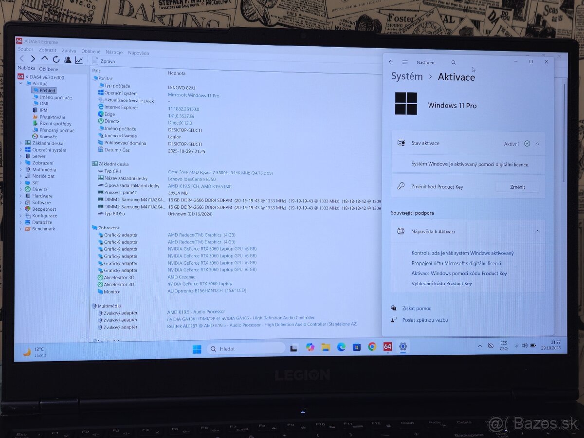 LENOVO LEGION 5 》RYZEN 7 》HERNÝ NOTEBOOK 》32GB RAM 》WIN 11 - 4