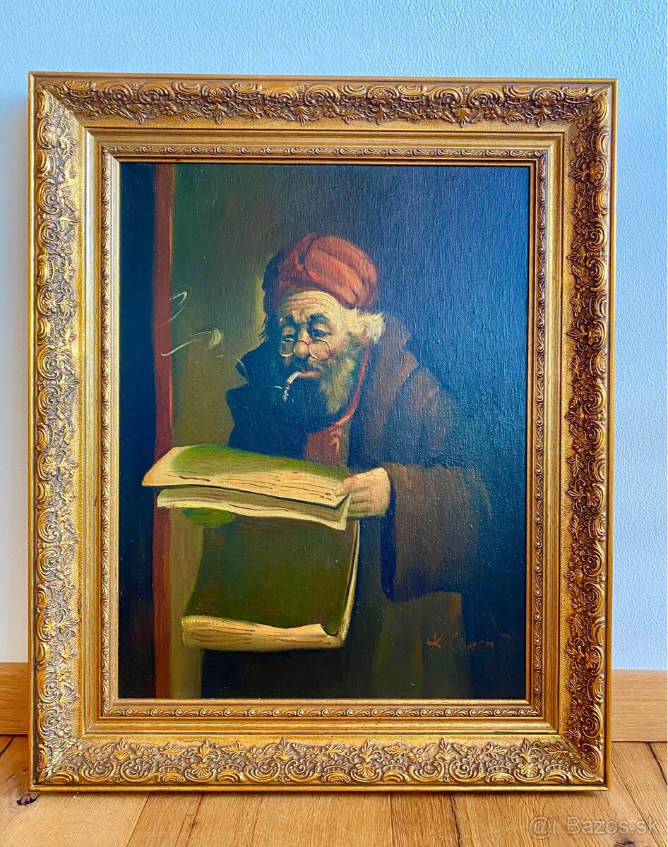 Starý krásný obraz, olejomalba na plátně - 4