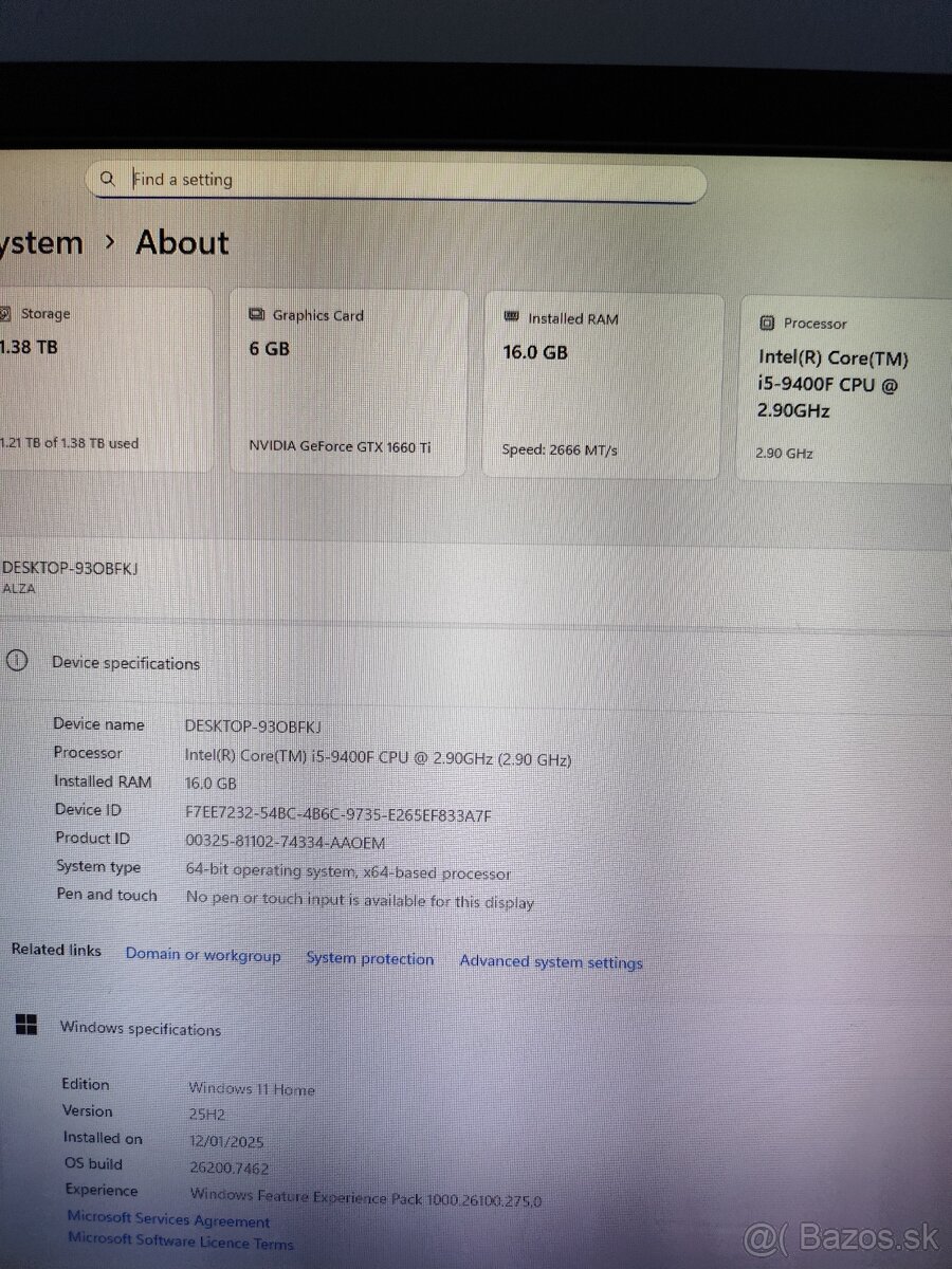 Herný počítač gtx 1660 ti / i5 9400F - 4