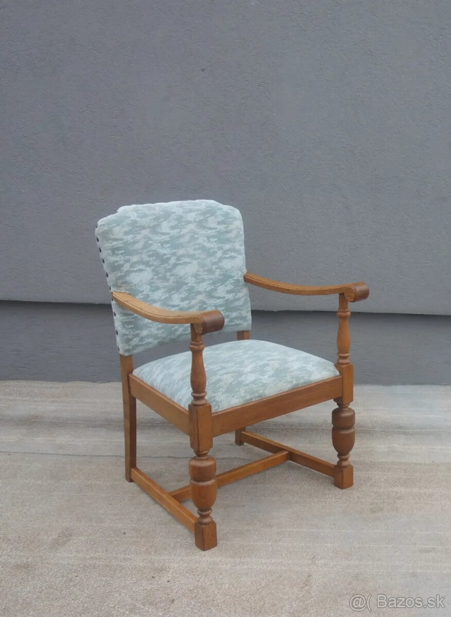 Kreslo drevené – šedo – modré . - 4