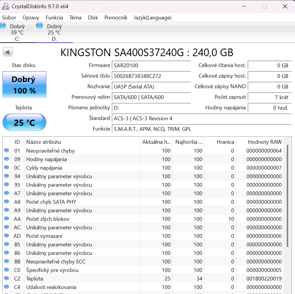 Nový SSD Kingston A400 240 GB (SA400S37/240G) – interný 2,5″ - 4