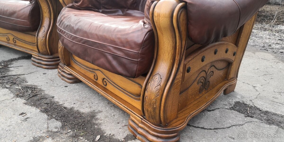 Kožené rustikálne masivné kreslá - 4