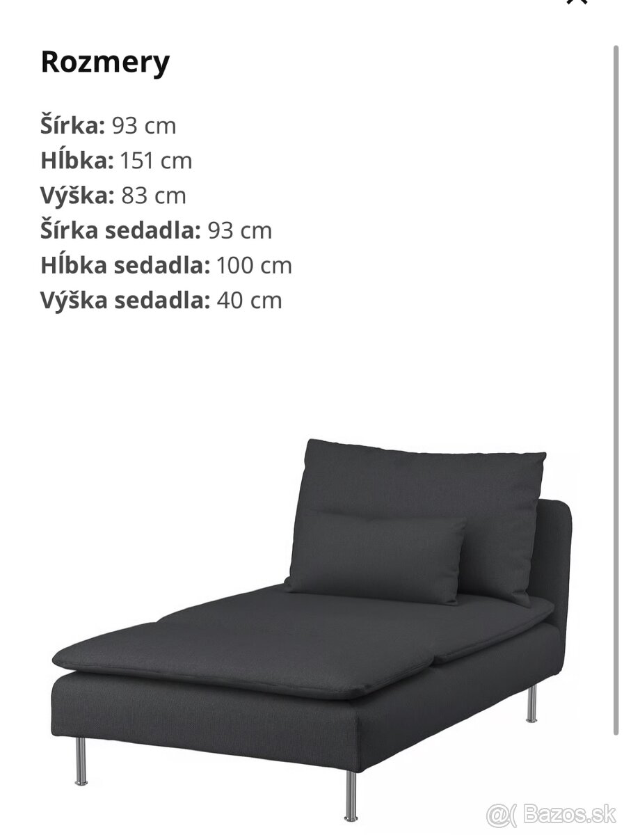 Predám ležadlo/sofu/sedačku/otoman IKEA SÖDERHAM - 4