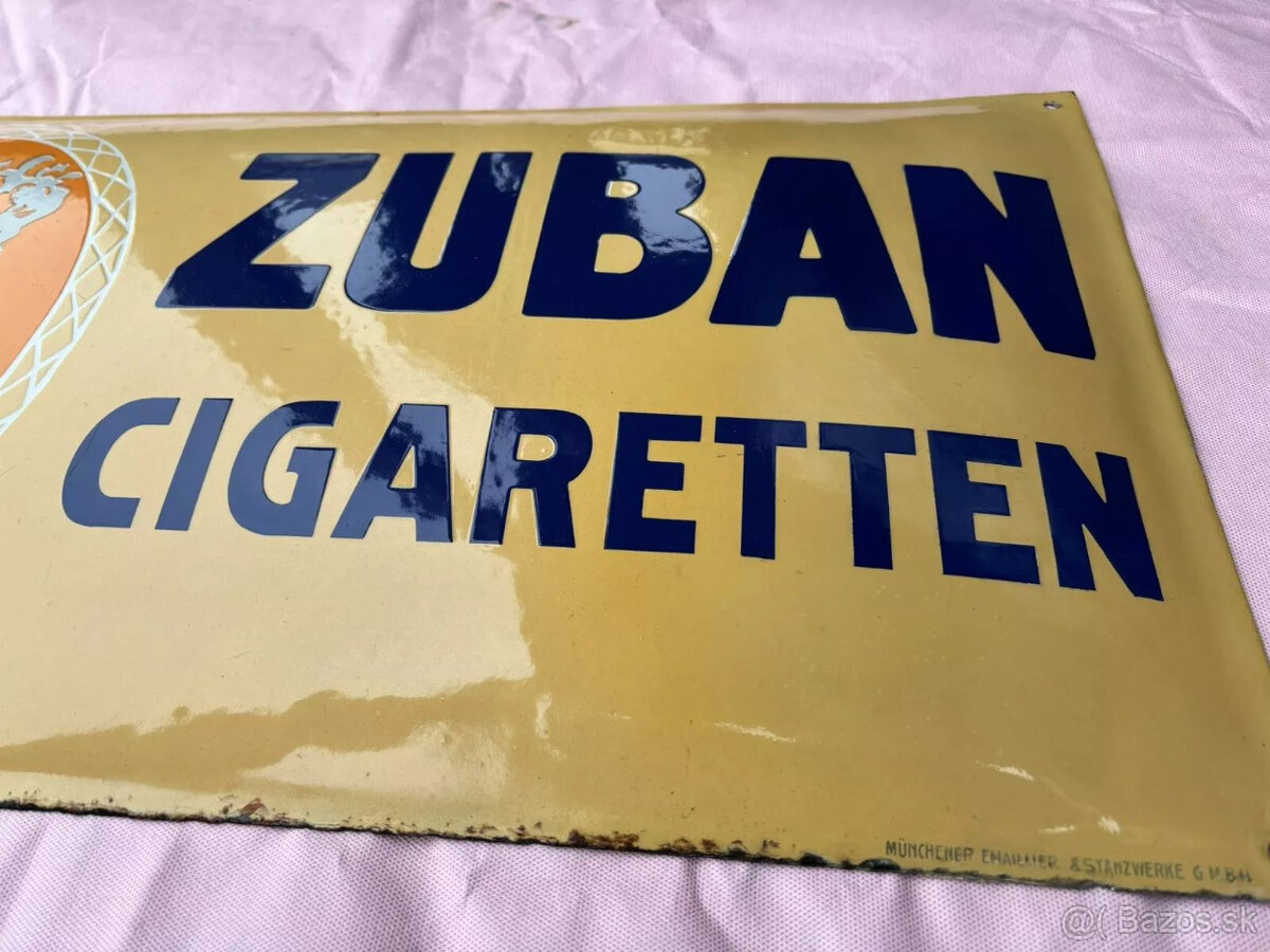 Smaltovaná ceduľa. Originálna smaltovaná ceduľa. CIGARETY ZU - 4