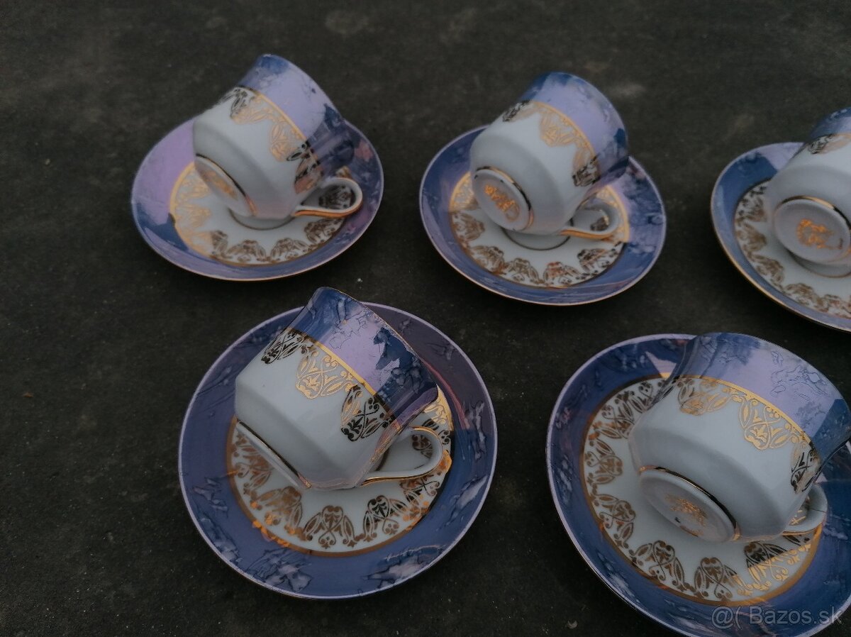 Predám zlato-modro-biela porcelánová sada - 4