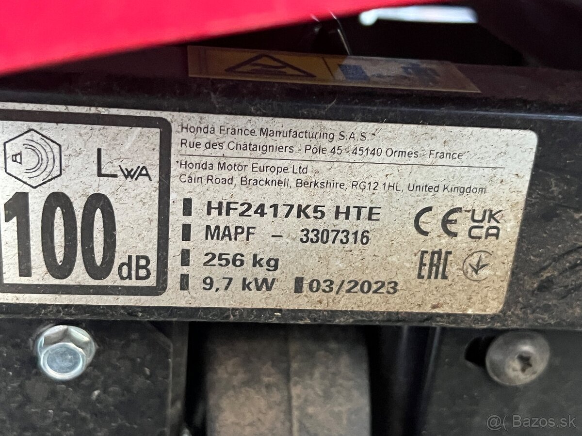 Predám traktorovú kosačku Honda HF2417 HTE + dvihák - 4