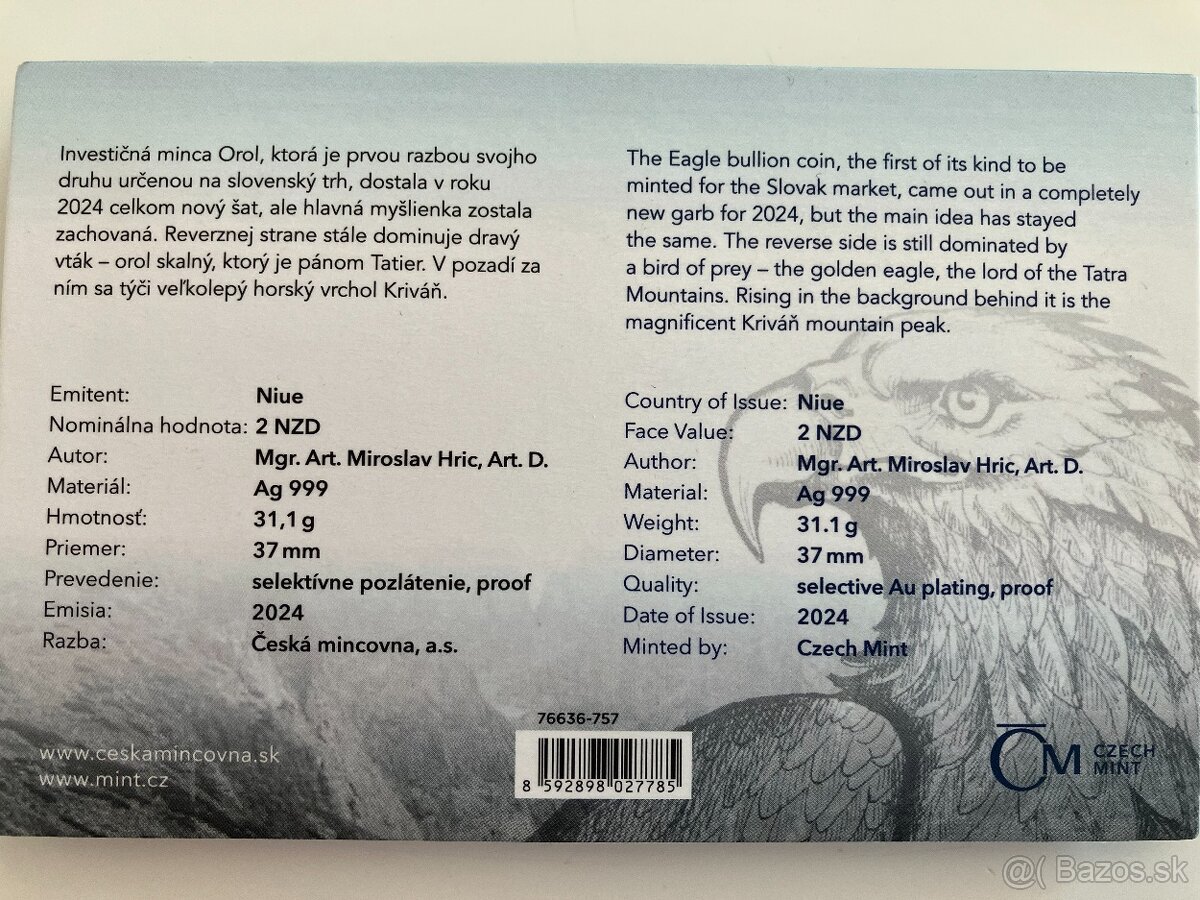Minca Orol, selektívny pokov Au, 2024 číslovaná - 4