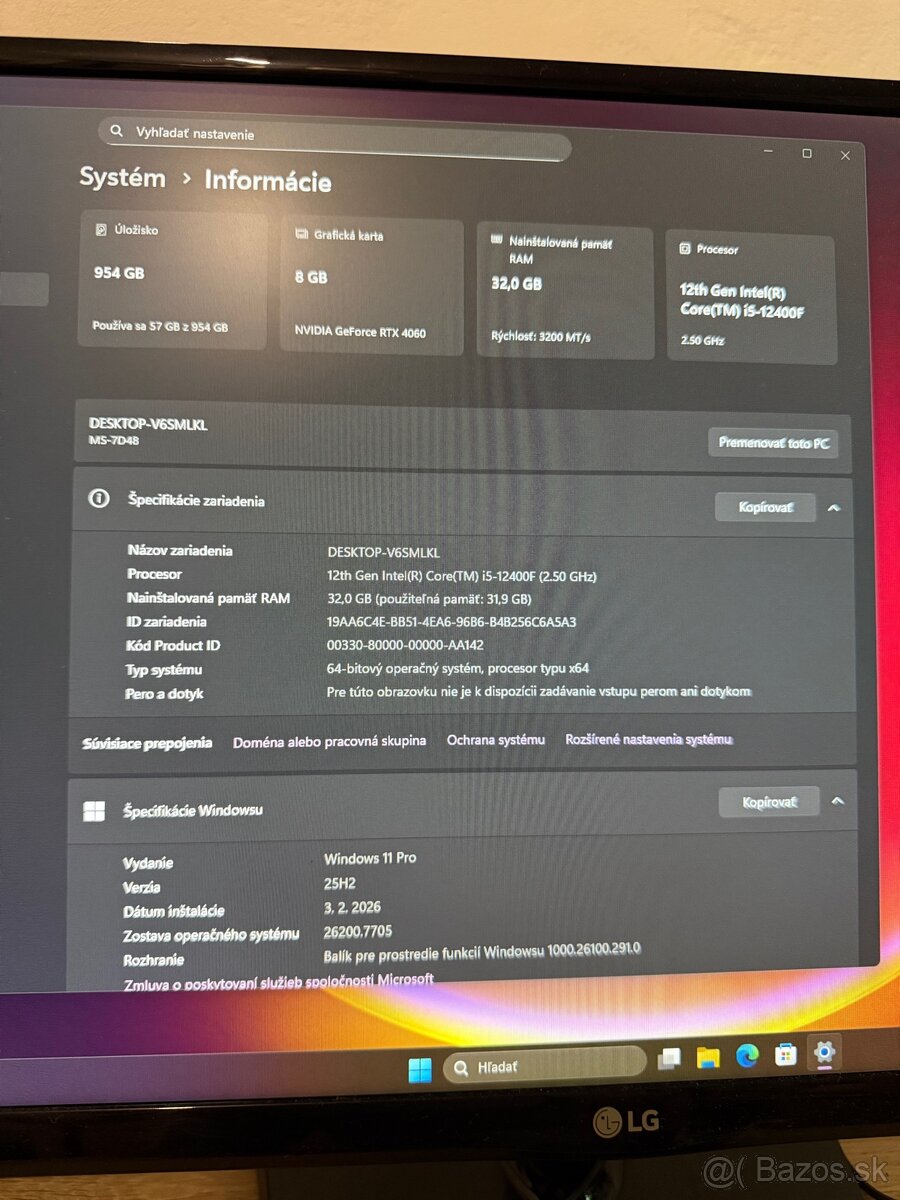 Herne pc rtx 4060, i5 12400f, 32GB ram, 1TB ssd - 4