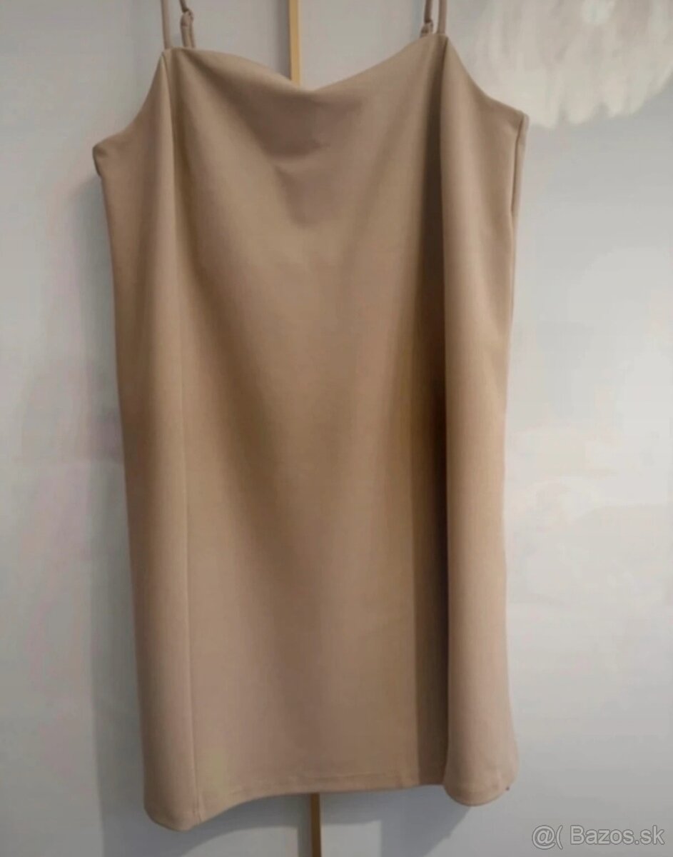 Béžové/nude šaty H&M - 4