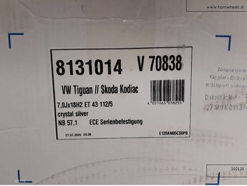 Škoda Octavia, Yeti, Karoq, Superb alu disky R18 ET43 5x112 - 4