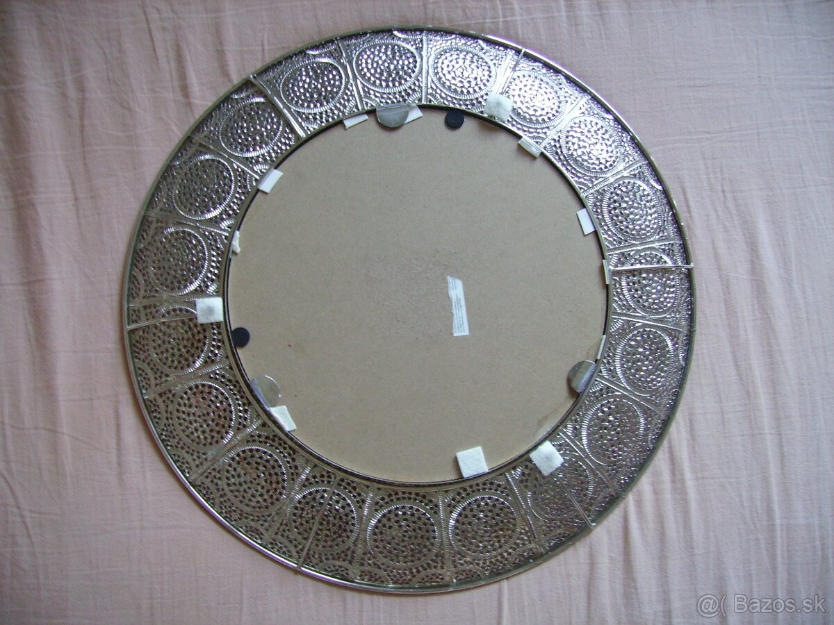 Veľké okrúhle strieborné kovové zrkadlo - 4