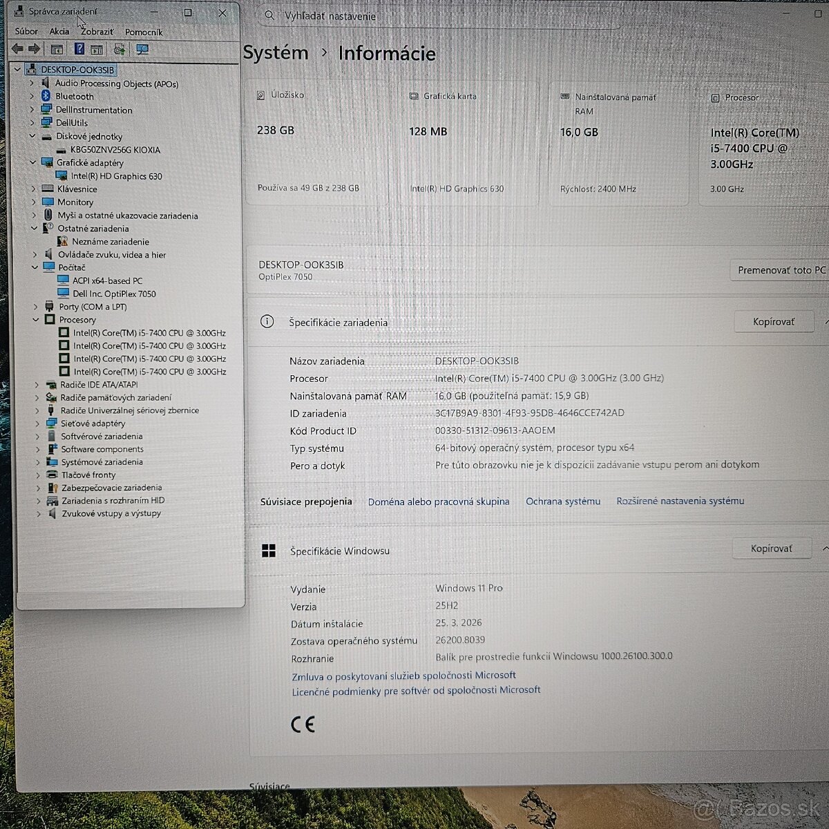 PC Dell OptiPlex 7050 i5 7400 16GB Windows 11 Pro - 4
