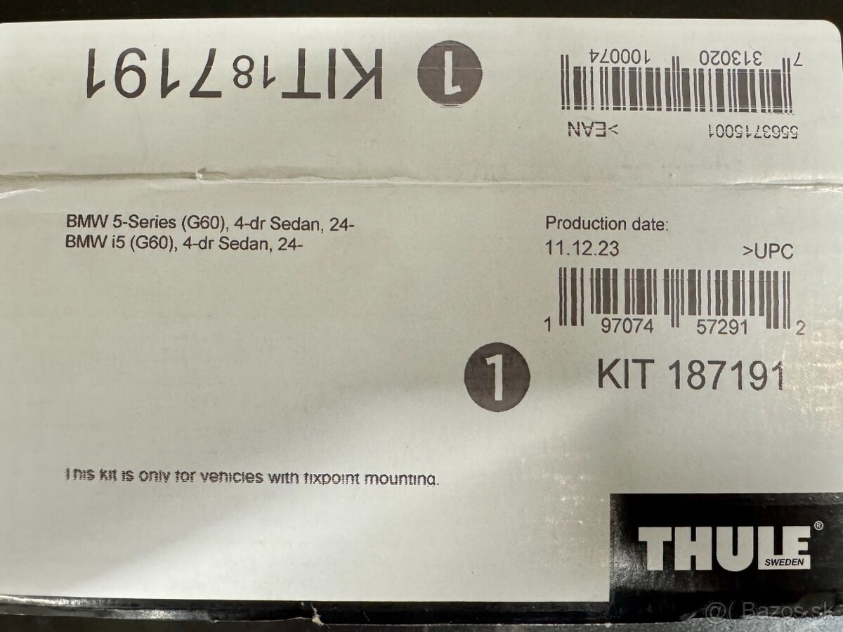 Strešné nosiče Thule Wingbar pre BMW 5 sedan - 4