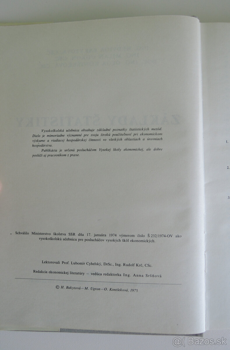 Predám knihu Základy štatistiky, autorov H. Bakytová a kol. - 4