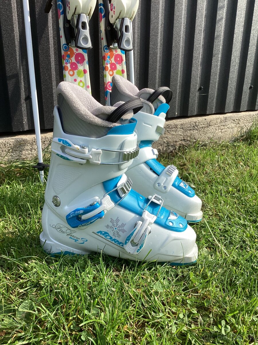 Lyže 140cm + lyžiarky + palice 110cm - 4