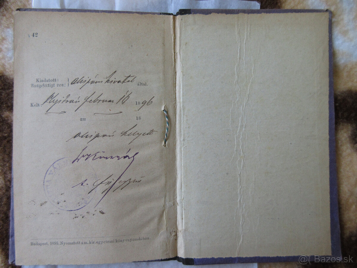 Knižka na podomový predaj r. 1896, Nitra, Myjava - 4