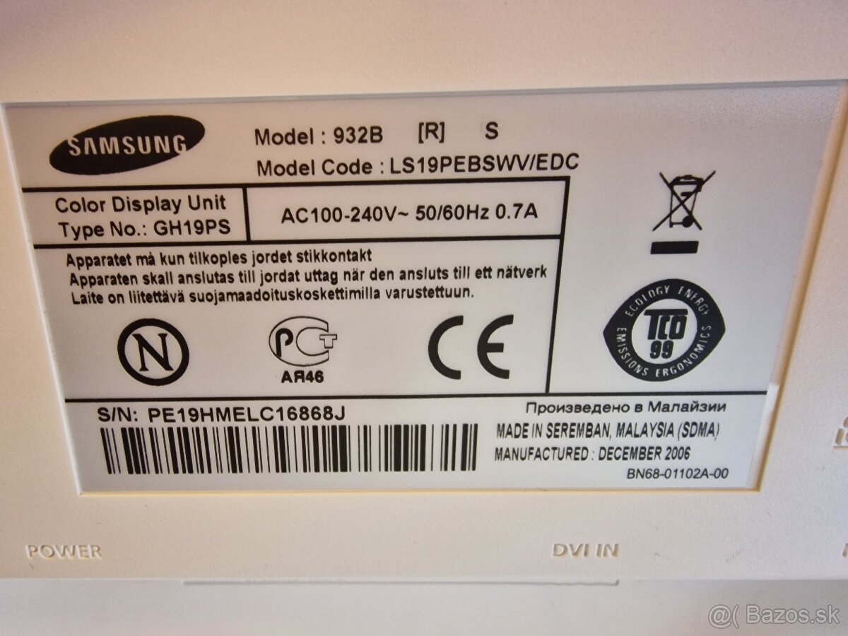 Predám monitor SAMSUNG 19" - 4