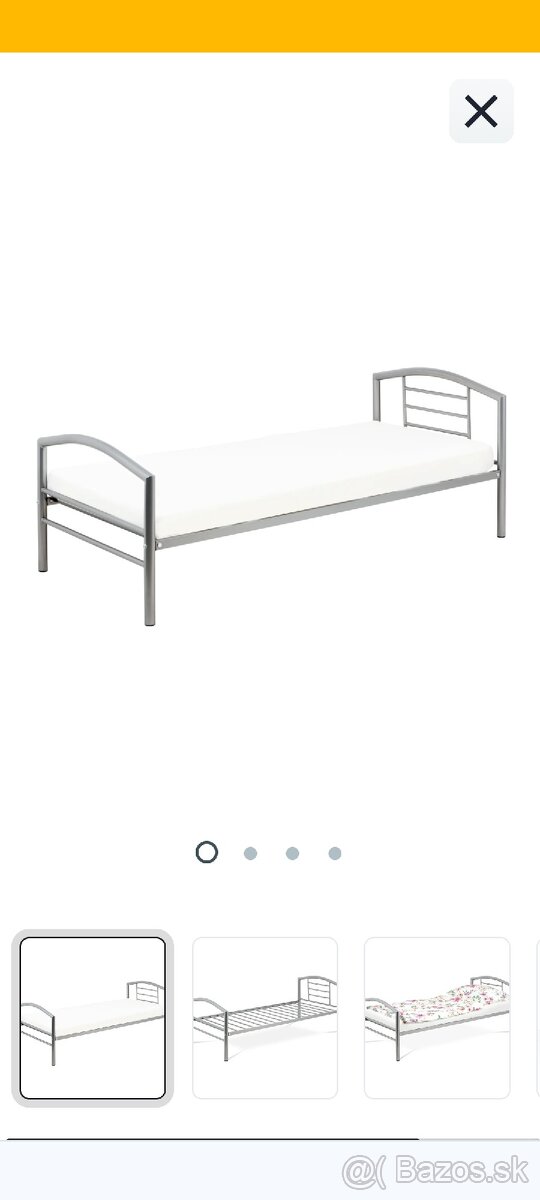 Kovová posteľ 90x200 (lesk sivá) - 4
