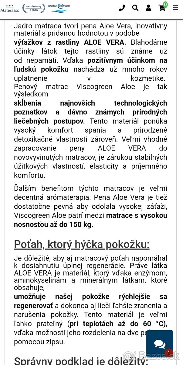 Matrac Materasso Viscogreen Aloe - 4