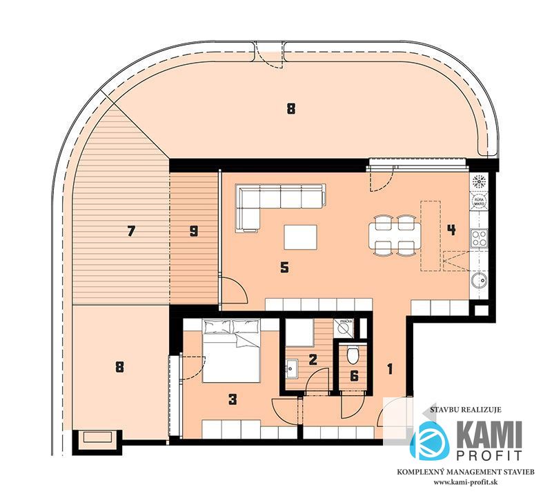 Novostavba v Ružinove - Mlynské Luhy 2 izbový byt s terasou - 4
