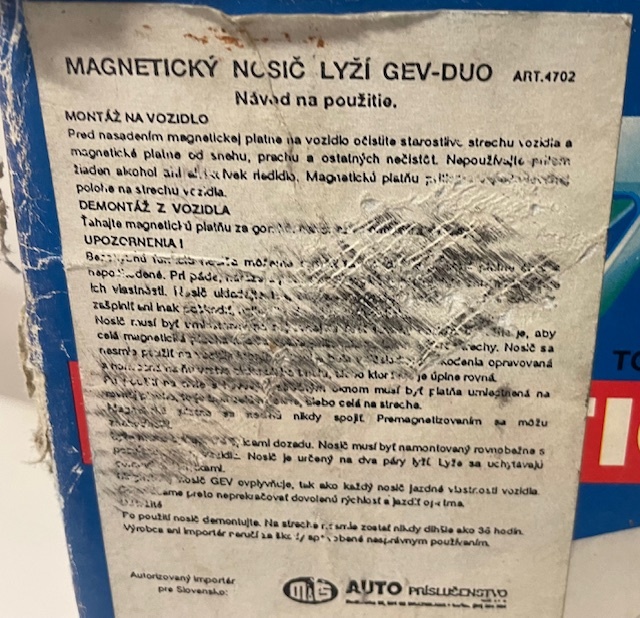 Predám magnetický nosič lyží GEV DUO - 4