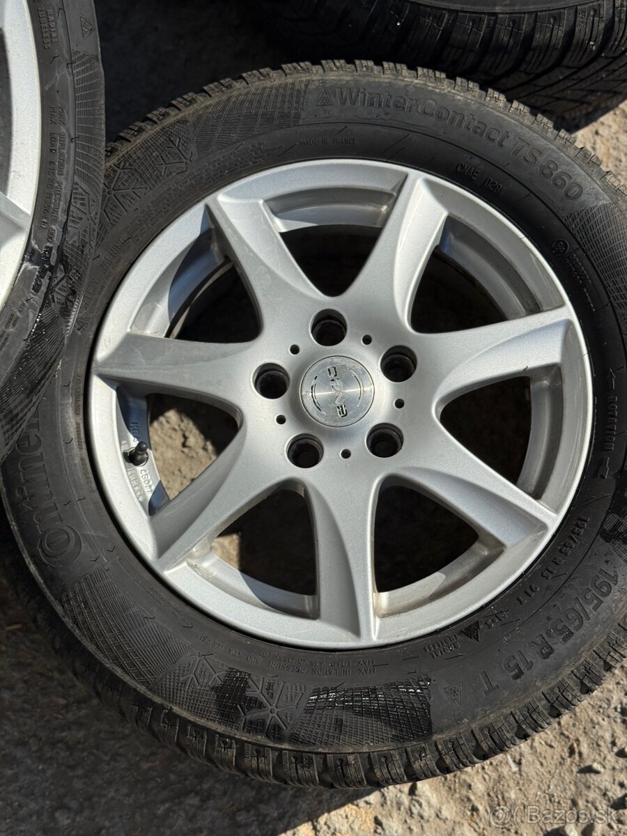 Predám elektrony 5x112 R15 zimné pneu 195/65 continental - 4