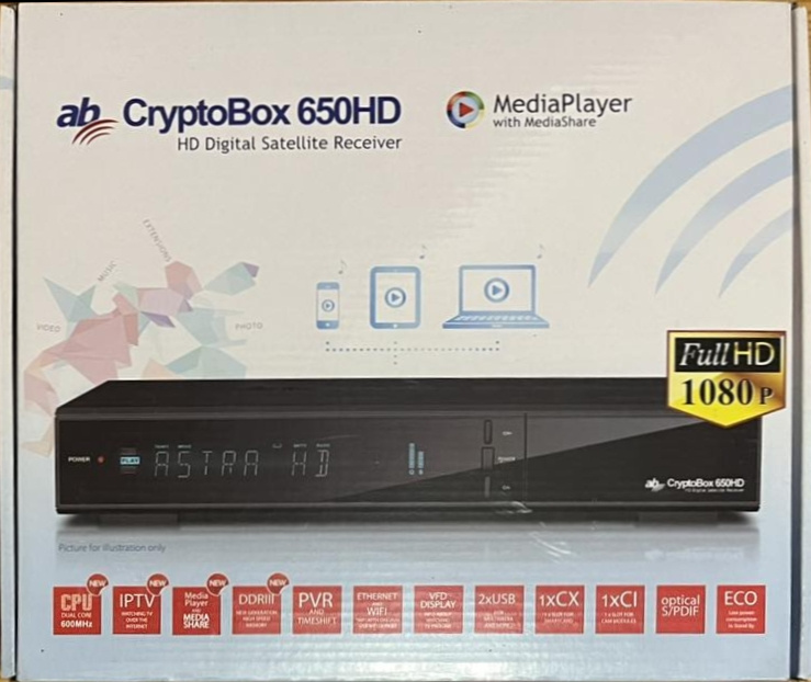 Predám satelitý prijímač AB CryptoBox 650HD - 4