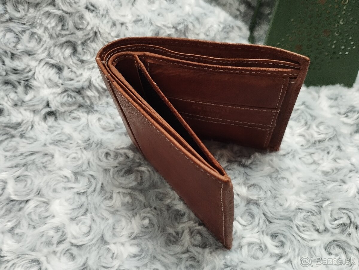 Kožená peňaženka slovu hnedá farba - 4