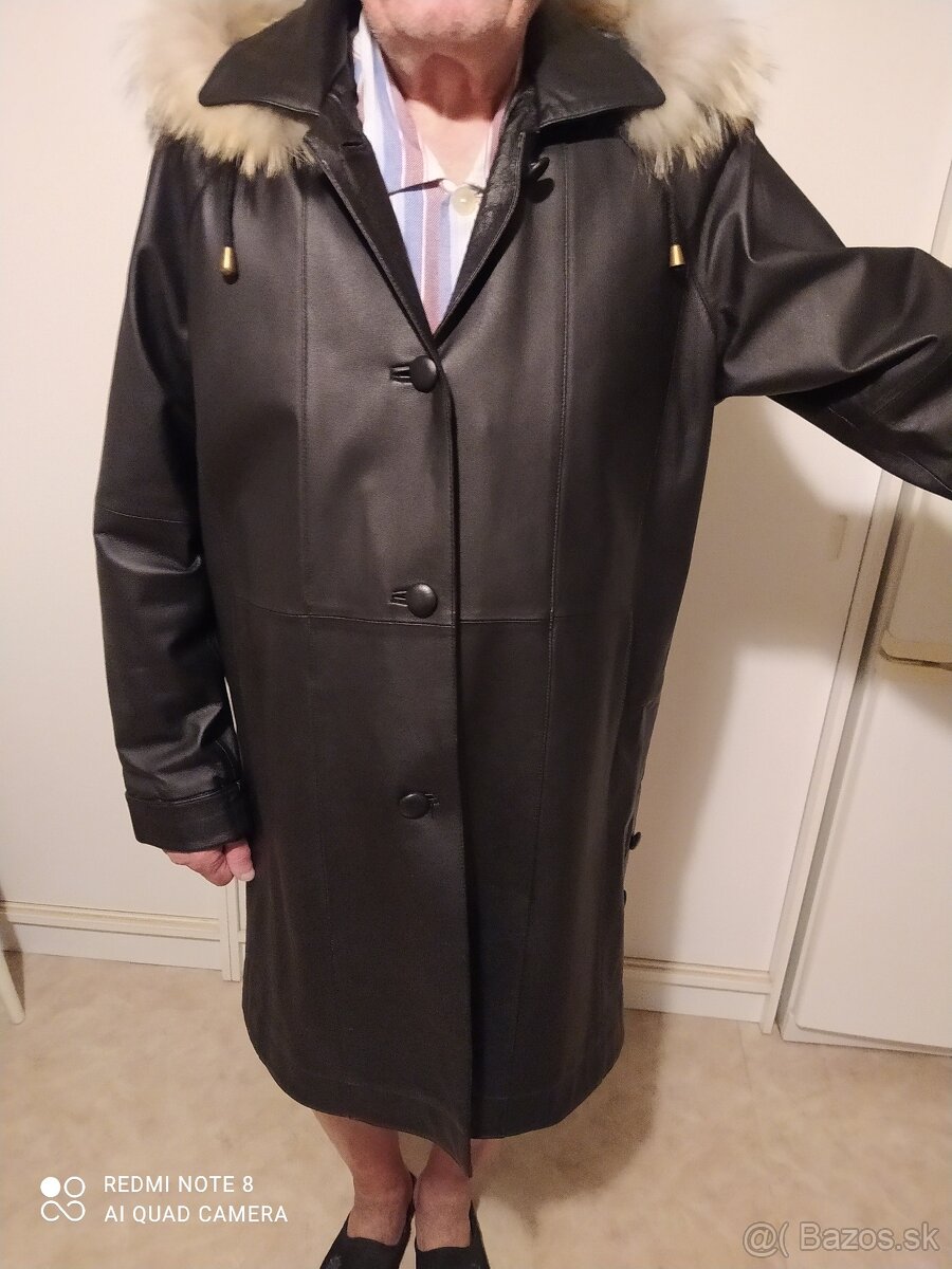 dámská kožená delší bunda (krátký kabát) -XL - 4