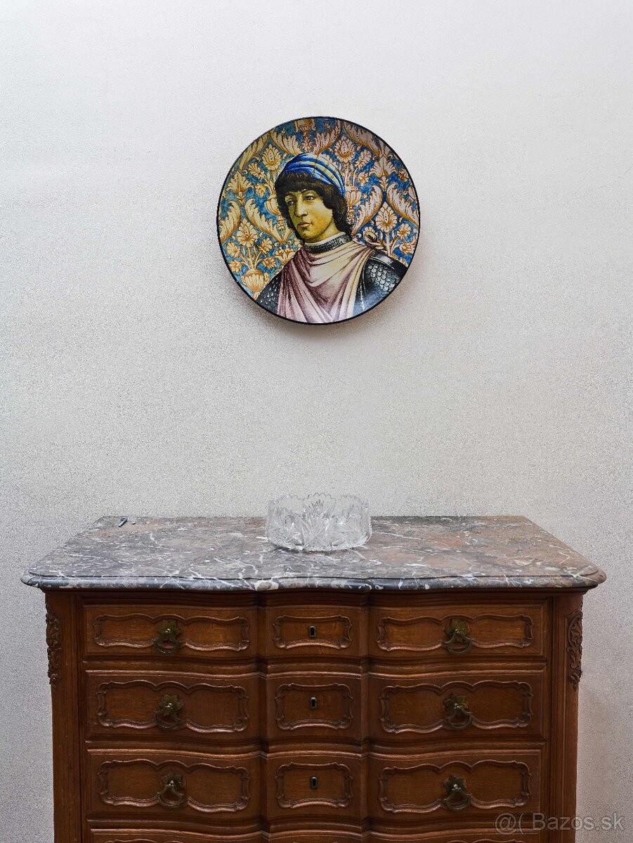 Obrí taliansky tanier s portrétom podľa Botticelliho 52 cm - 4