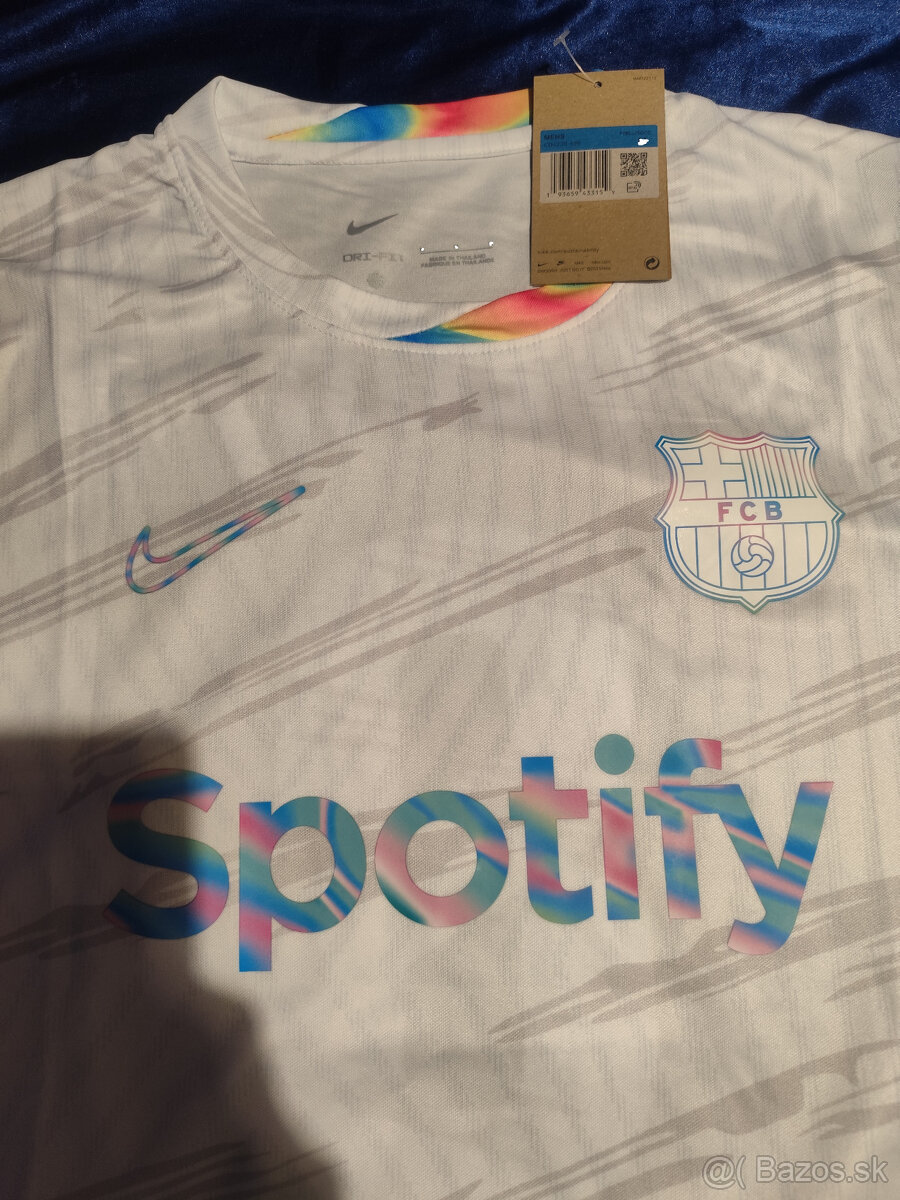 Dres Fc Barcelona Biely Farebný Unikátny Zberateľský Nový - 4