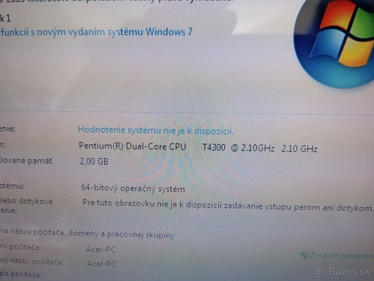 predám notebook ACER EMACHINES E725 , WINDOWS 7 - 4