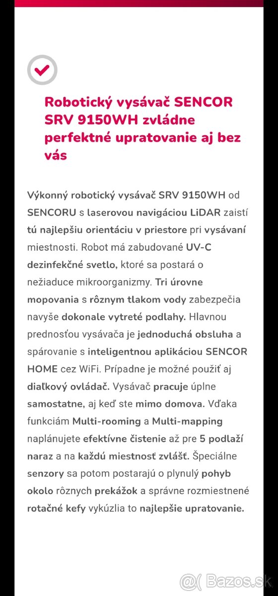 Robotický vysávač Sencor SRV 9150WH - 4