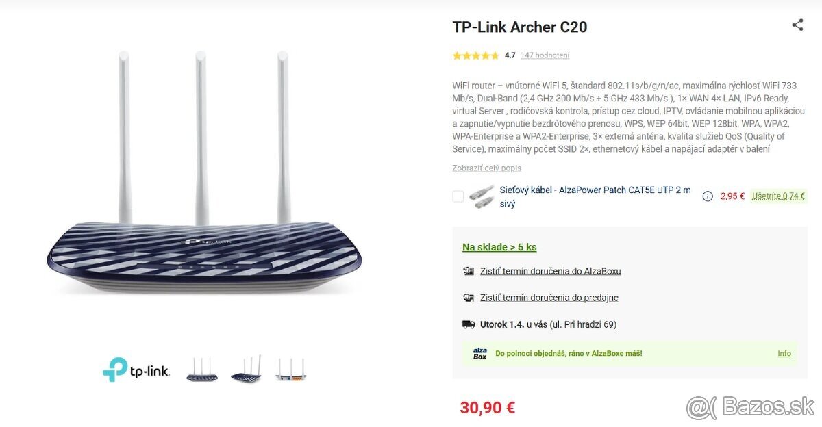 WiFi router – TP-Link Archer C20 - EAP110 / ASUS RT-AC51U / - 4