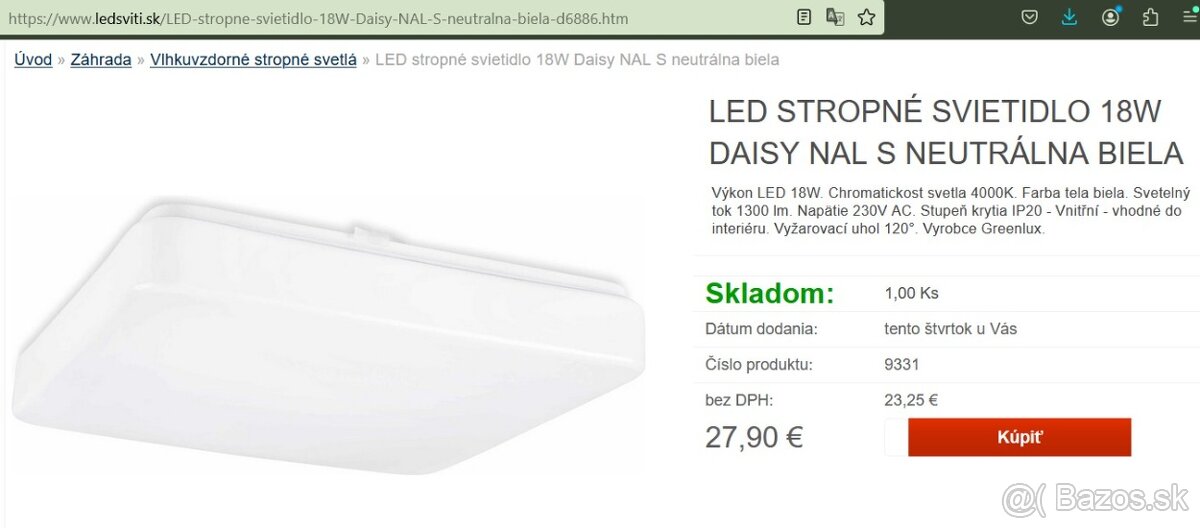 Predám LED stropnú lampu GREENLUX GXDS162 - 4
