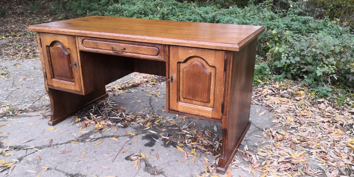 Rustikálny masivný písací stôl - 4