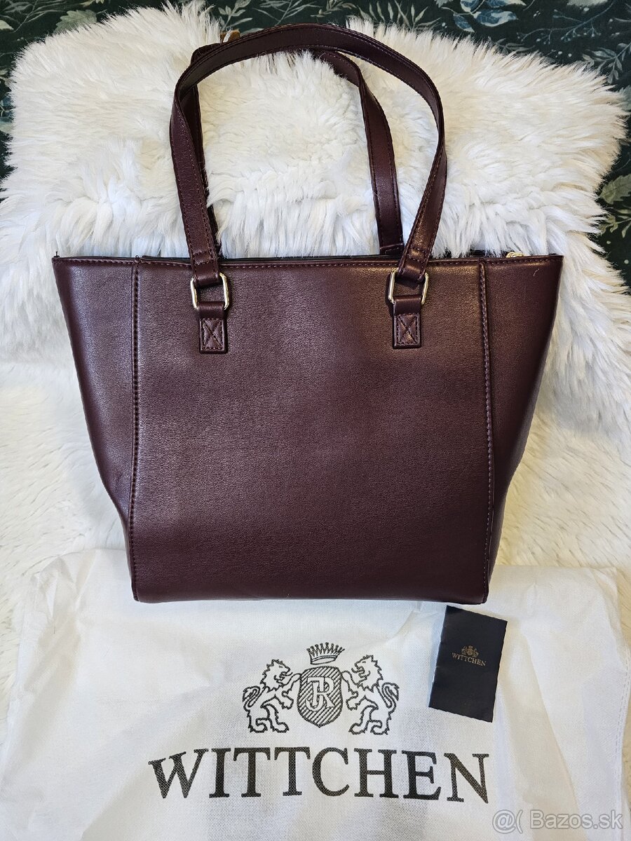 Značková kožená kabelka bordovej farby - 4