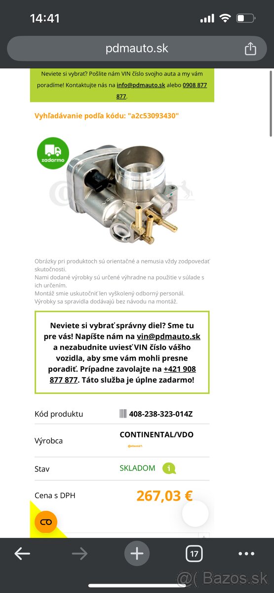 Škrtiaca klapka Continental - 4