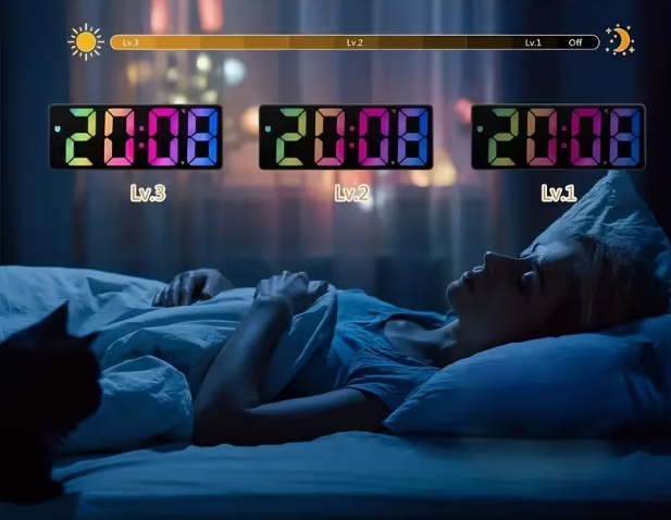 Moderný LED budík s 3-úrovňovou reguláciou jasu - 4