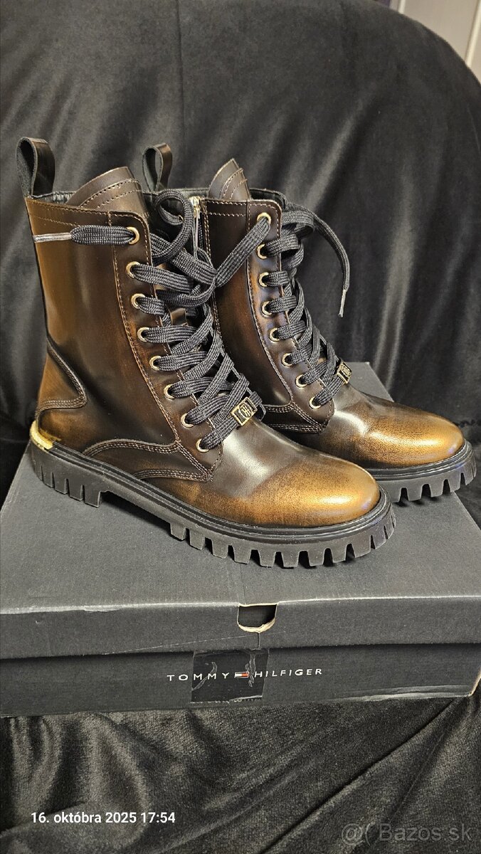 Tommy Hilfiger Nove Clenkove cizmy prava koza - 4