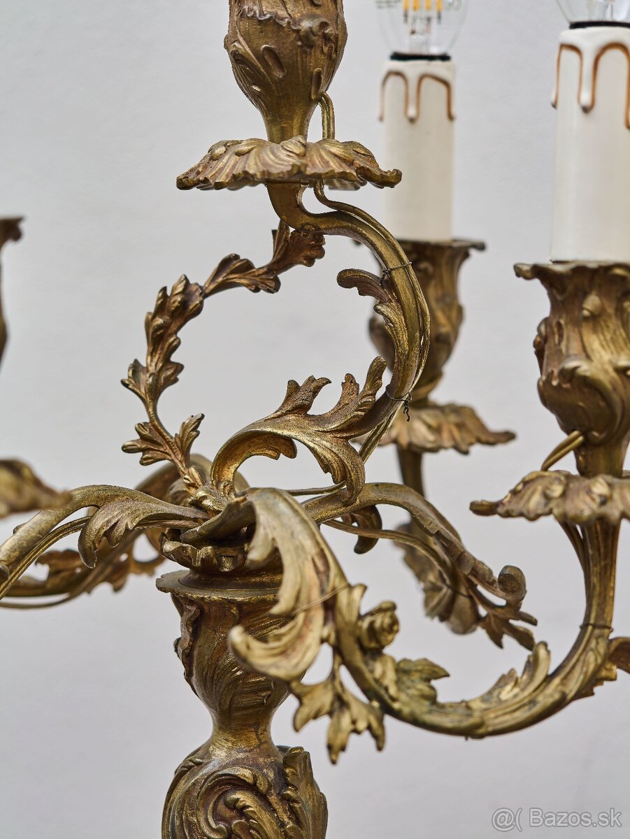 Párové bronzové svietniky z 19. storočia – elektrifikované - 4